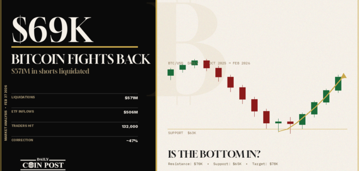 Bitcoin Bounces Back to $69K — Short Squeeze Wipes Out $571M in Bearish Bets