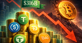 Bitcoin stablecoin dry powder $316 billion ATH while Bitcoin price drops 47 percent 2026