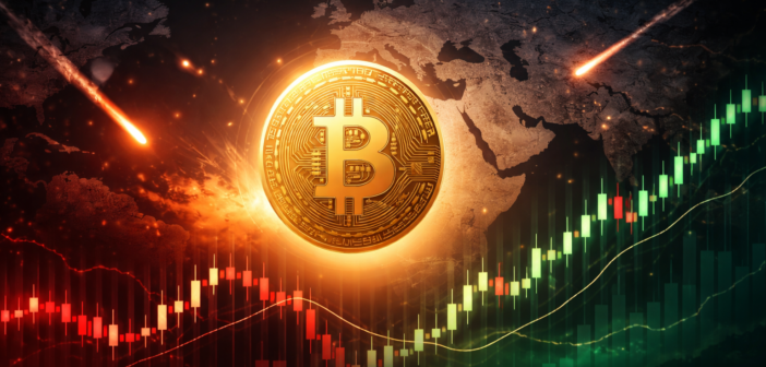 Bitcoin price chart during Middle East war showing initial drop and recovery pattern 2026