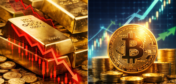 gold bitcoin 702x336 - Gold ETFs Are Bleeding. Bitcoin ETFs Just Pulled In $2.5 Billion Anyway