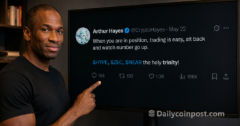 Arthur Hayes holy trinity tweet HYPE ZEC NEAR May 22 2026 DailyCoinPost